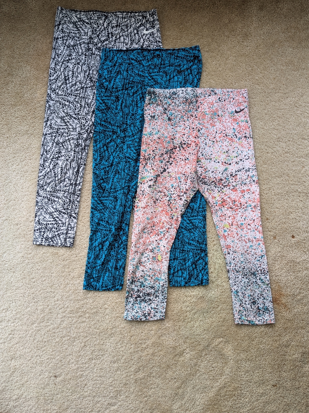 Nike Splash Print Workout Leggings Trio